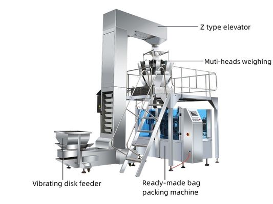 Macchina di imballaggio a copertina elettrica con teste di pesatura multiple per chicchi e noci di caffè