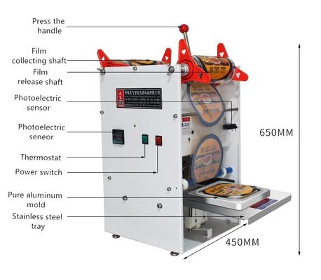 Macchina di sigillamento del vassoio per il pranzo della scatola di fast food industriale con stampo di stampa manuale personalizzabile