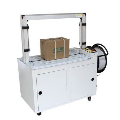 Capacità di incollaggio 150 KG MH101 Low Table Packer Strapping Machine Con Conveyor Line