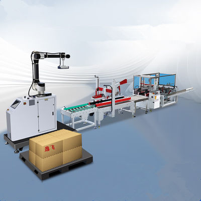 Disegno della linea di imballaggio del cartone erettore completamente automatico con velocità di palletizzazione 8-12pcs/min