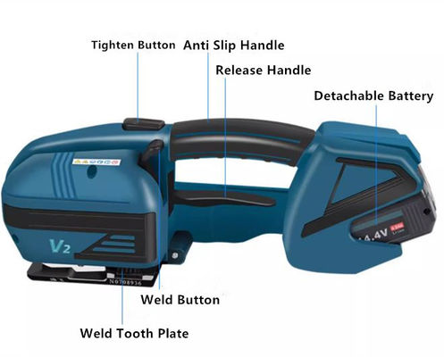 14.4V Strumento di cingolazione a mano per il cavo a fascia di 13-16 mm cintura PP/PET 380x130x130mm