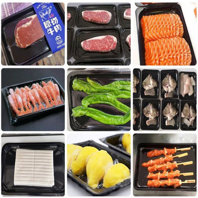 Macchina di sigillamento a vassoio a vuoto verticale per carne pesce cibo pronto cibo surgelato pasta di duriano