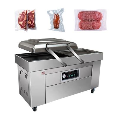 Macchina a vuoto a doppia stanza per pesce secco, carne salata, pesce suino, carne bovina, riso, salmone affumicato