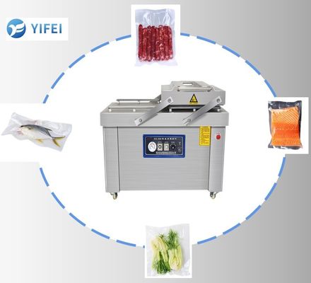 Macchina di imballaggio a vuoto a doppia camera in acciaio inossidabile 2200W per carne, riso, snack, pesce