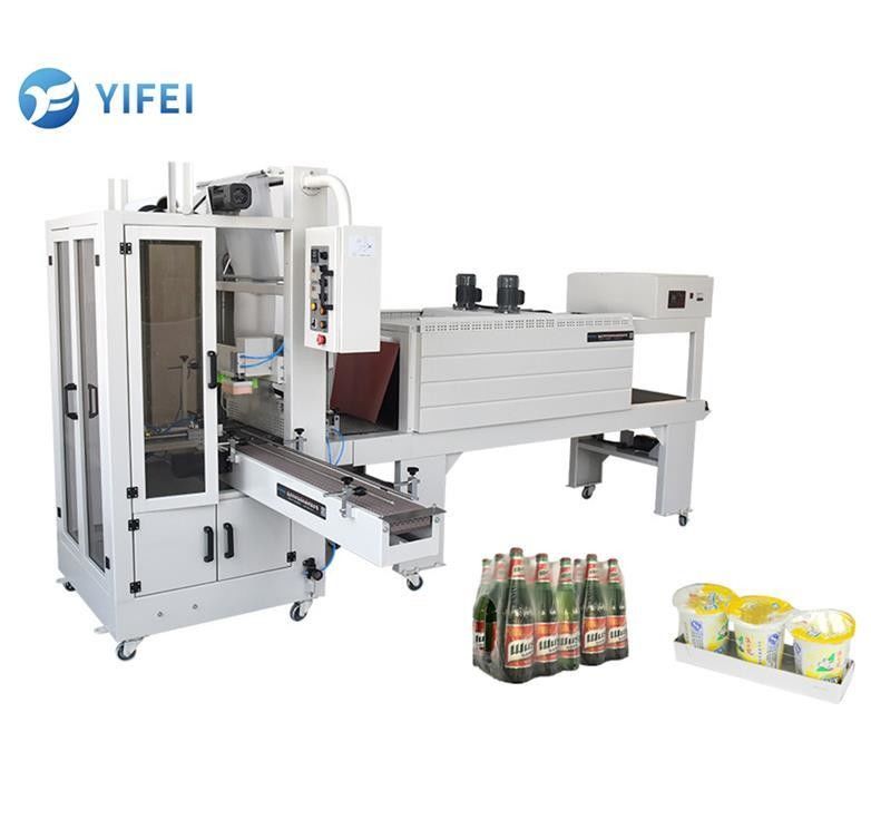 Materiale di legno PE Film Package Shrink Tunnel Wrapping Machine per imballaggi di bottiglie d'acqua